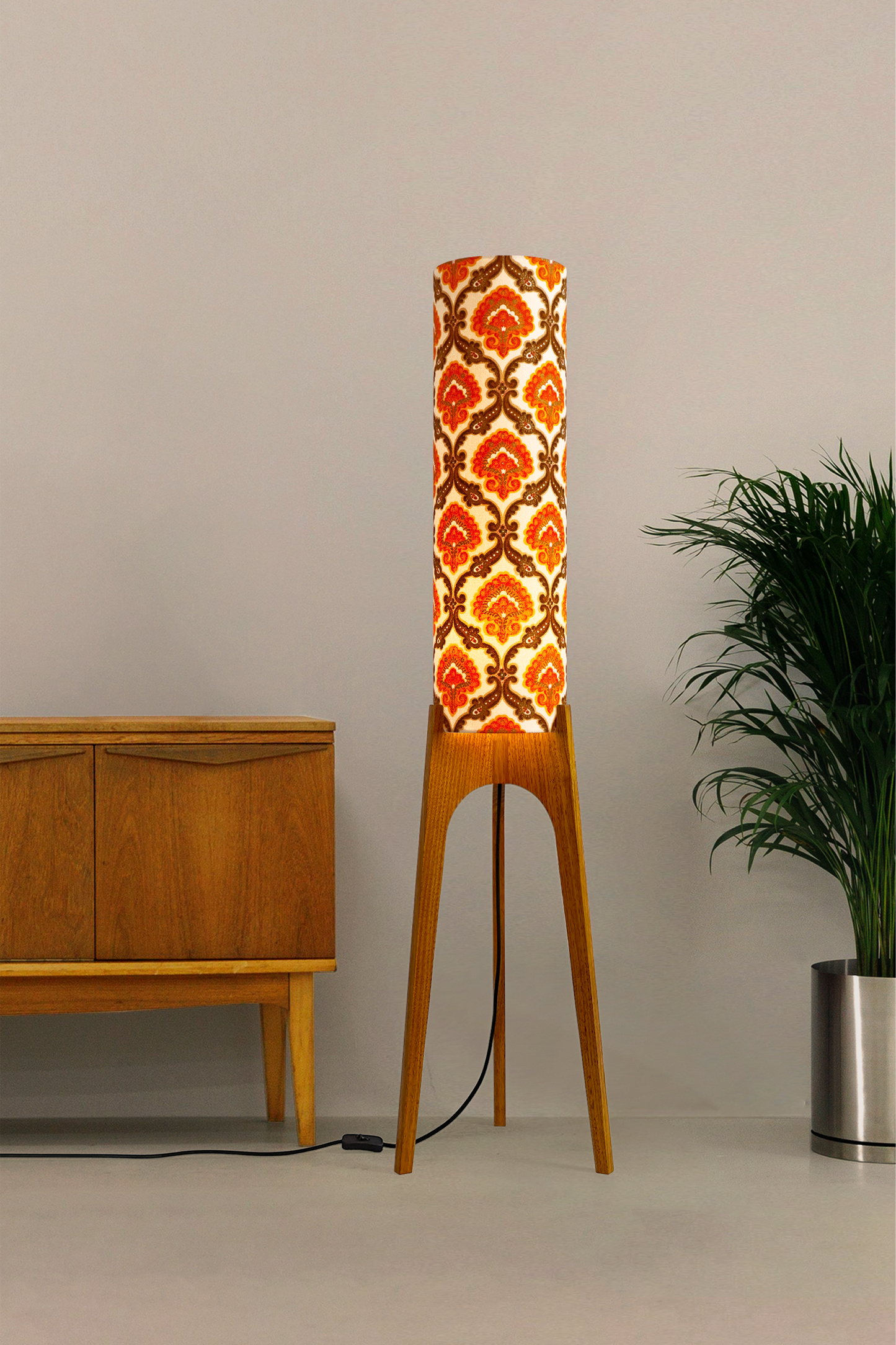 Dori - Vintage Fabric | Archie Rocket Floor Lamp - Mid - Century Modern inspired handmade Floor Lamp by Retro Duo.