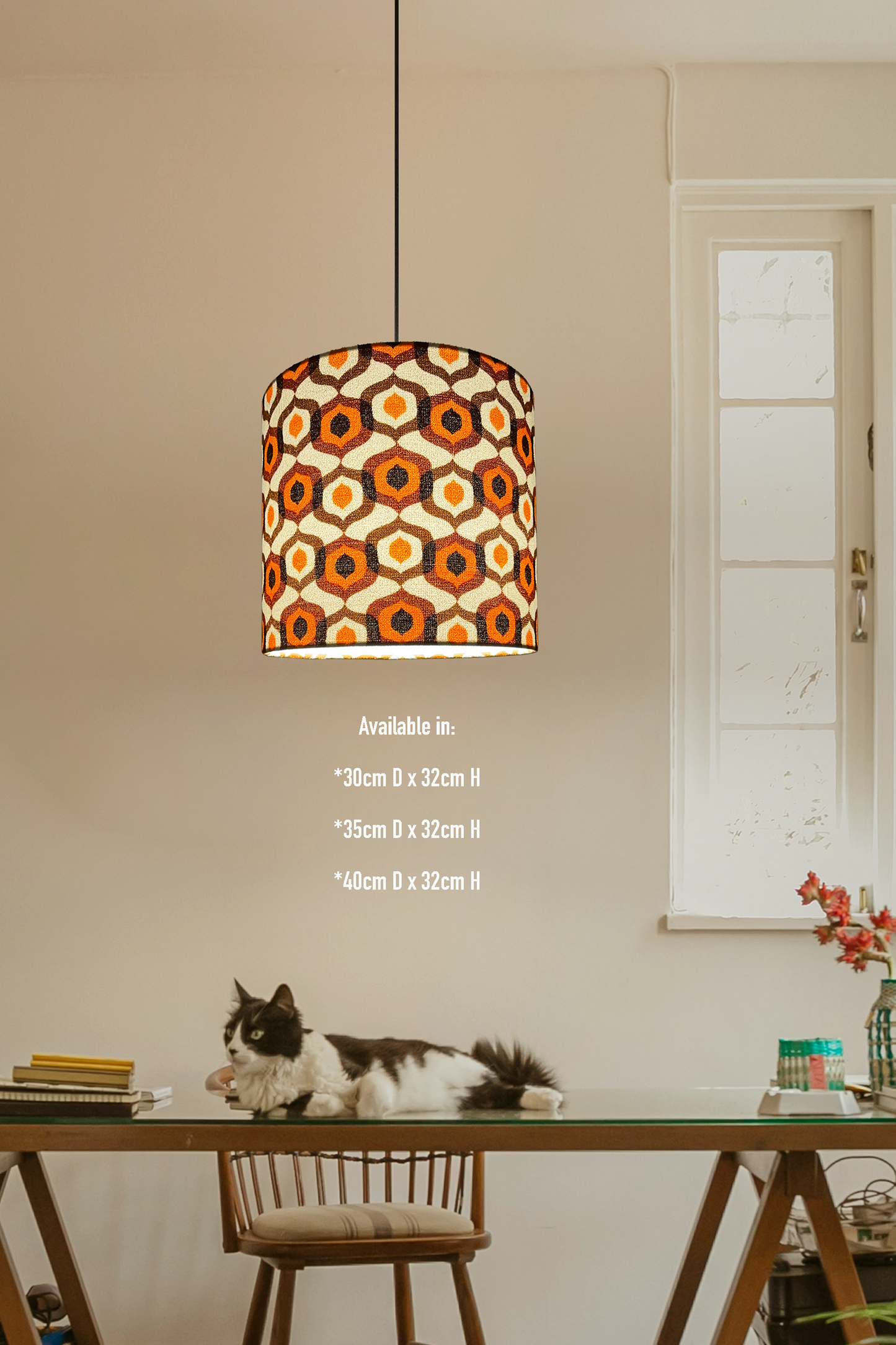 Honeycomb Caramel - Handmade Lampshade | Vintage Fabric Collection
