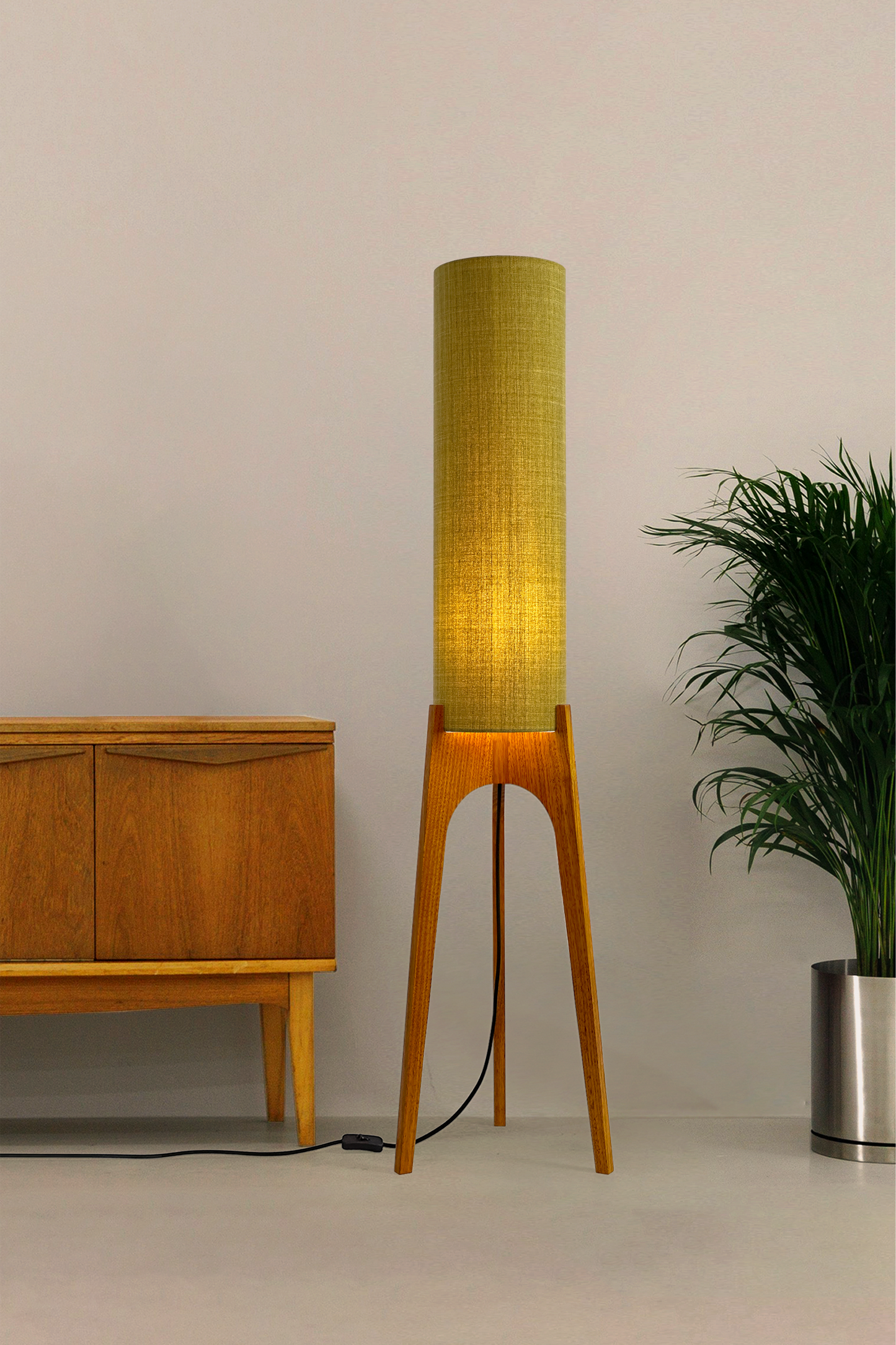 Lemongrass - Recycled Fabric | Archie Rocket Floor Lamp - Mid - Century Modern inspired handmade Floor Lamp by Retro Duo.