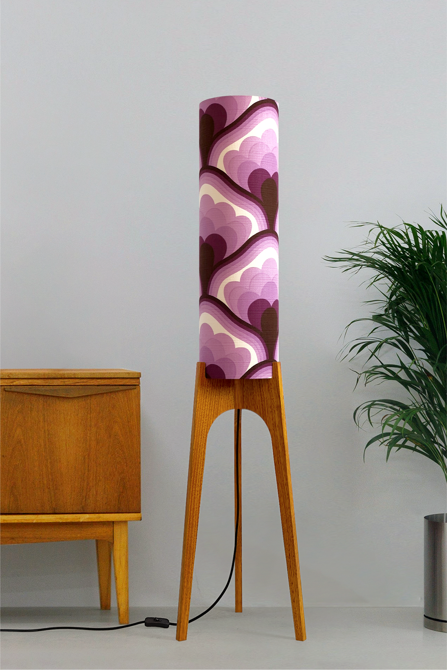 Viola - Vintage Fabric | Archie Rocket Floor Lamp - Mid - Century Modern inspired handmade Floor Lamp by Retro Duo.
