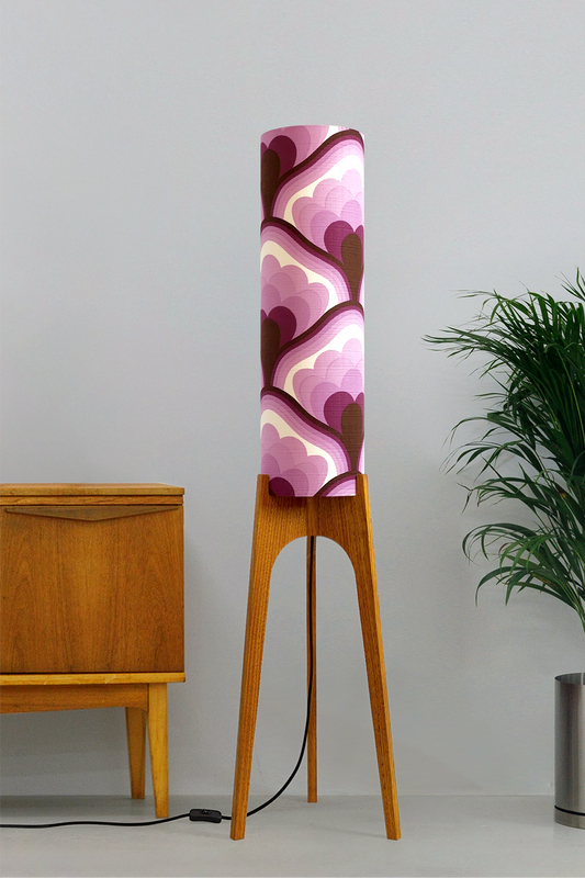 Viola - Vintage Fabric | Archie Rocket Floor Lamp - Mid - Century Modern inspired handmade Floor Lamp by Retro Duo.