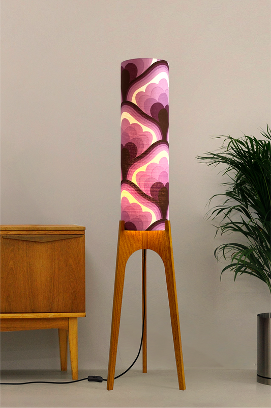Viola - Vintage Fabric | Archie Rocket Floor Lamp - Mid - Century Modern inspired handmade Floor Lamp by Retro Duo.