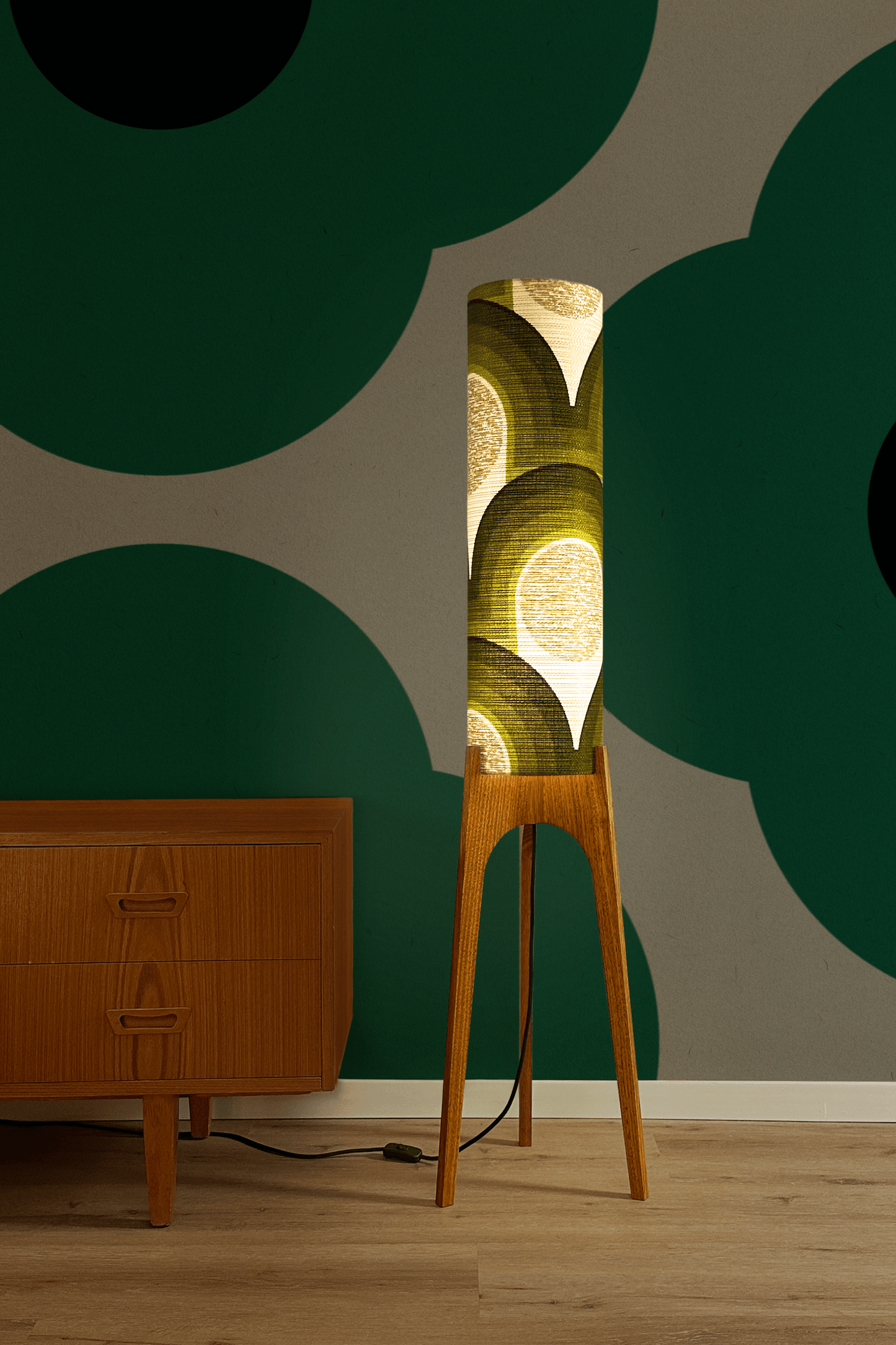 Asher - Vintage Fabric | Archie Rocket Floor Lamp - Mid - Century Modern inspired handmade Floor Lamp by Retro Duo.