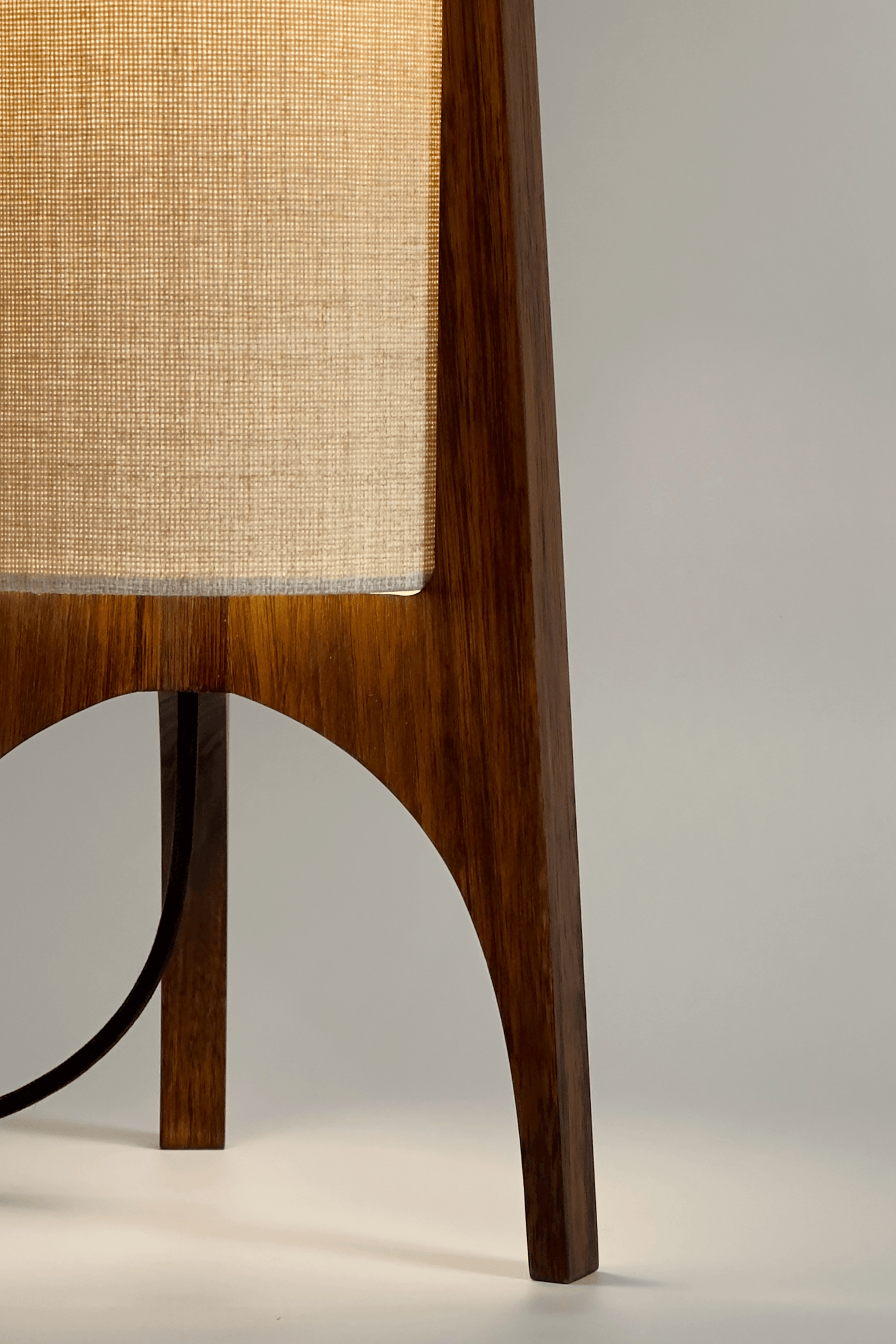 Archie Rocket Table lamp with wooden base and recycled fabric shade in Beige palette