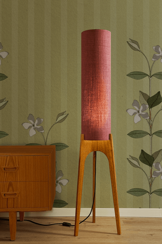 Berry - Premium Linen | Archie Rocket Floor Lamp - Mid - Century Modern inspired handmade Floor Lamp by Retro Duo.