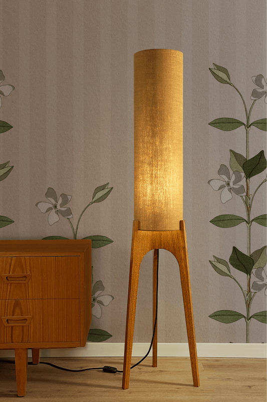 Camel - Premium Linen | Archie Rocket Floor Lamp - Mid - Century Modern inspired handmade Floor Lamp by Retro Duo.