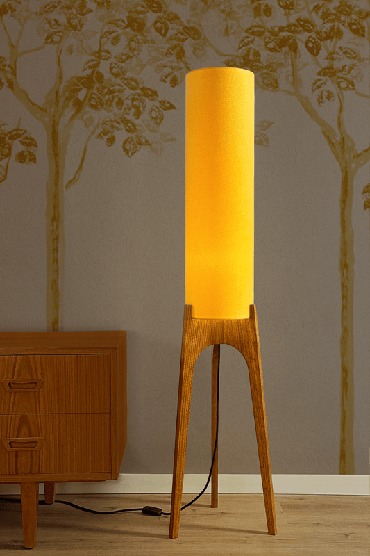 Canary - Recycled Fabric | Archie Rocket Floor Lamp - Mid - Century Modern inspired handmade Floor Lamp by Retro Duo.