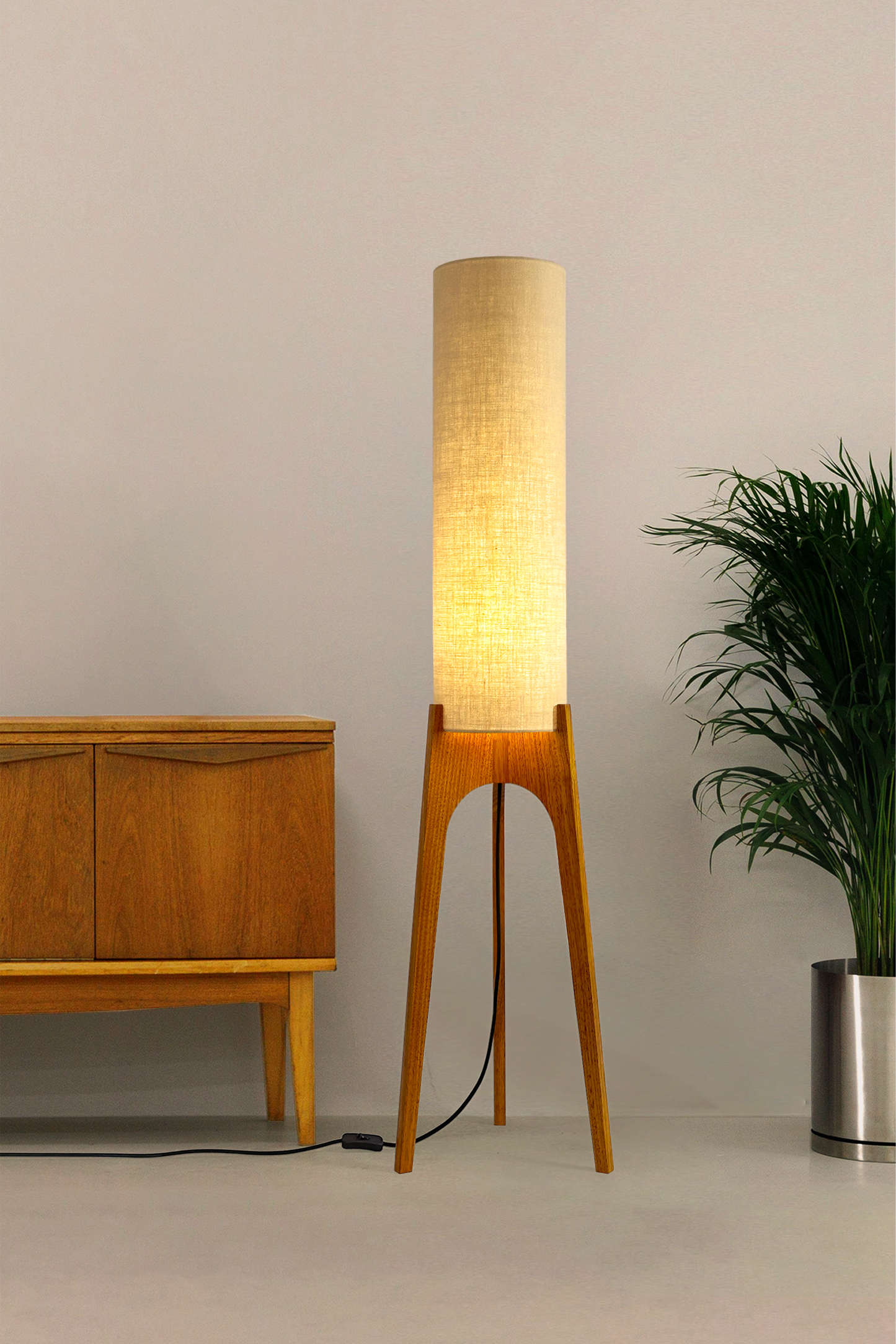 Sesame - Premium Linen | Archie Rocket Floor Lamp
