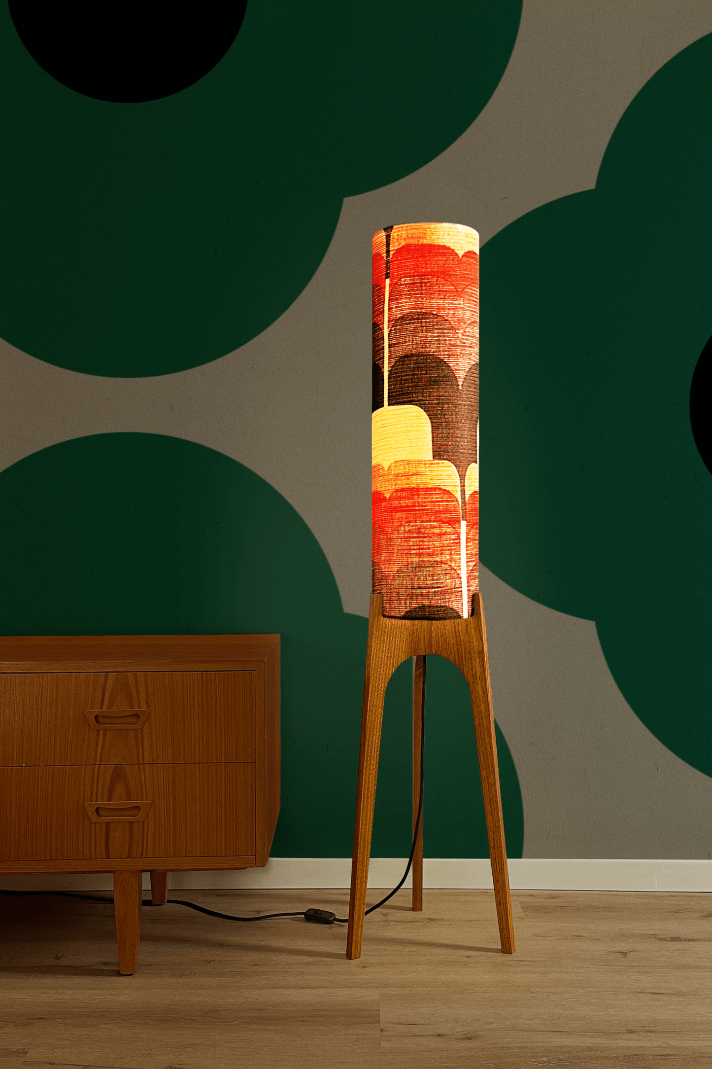 Dawn - Archie Rocket Floor Lamp | Vintage Fabric Collection - Mid - Century Modern inspired handmade Floor Lamp by Retro Duo.