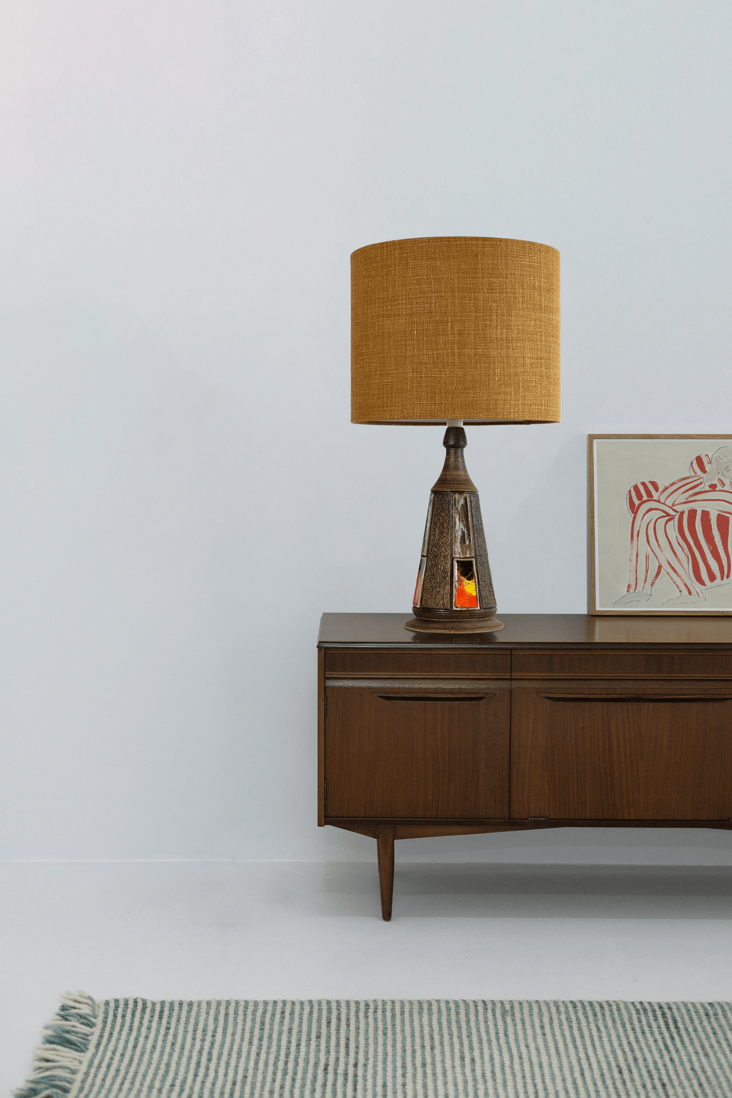 Earth-Tone | Drum Handmade Lampshade in Premium Linen. Available in Wheat, Nectar, Tussock, Mocha, and Camel — all from the Linia – Davina Collection by Warwick Fabrics.