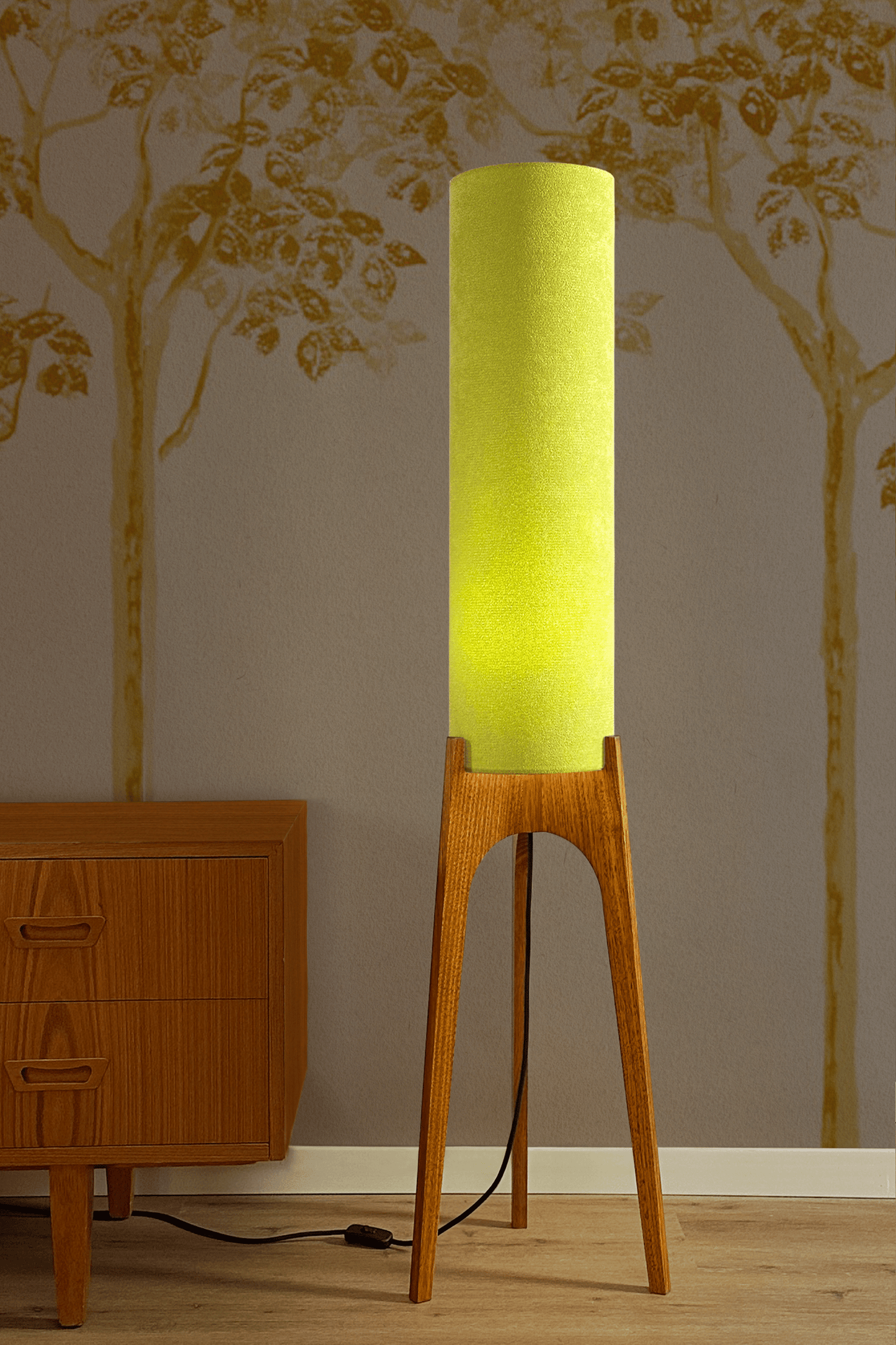 Grass - Recycled Fabric | Archie Rocket Floor Lamp - Mid - Century Modern inspired handmade Floor Lamp by Retro Duo.