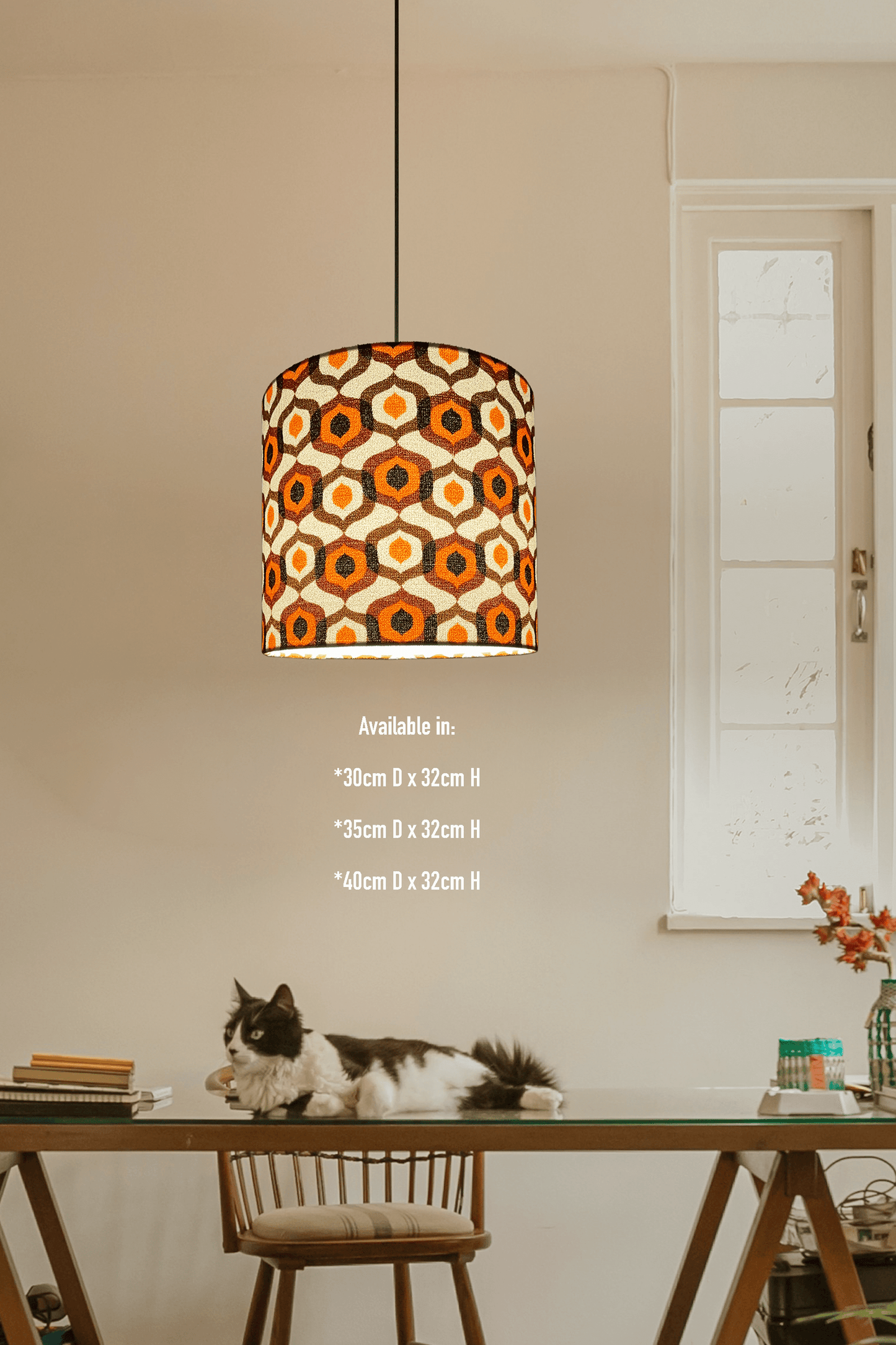 Honeycomb Caramel - Handmade Lampshade | Vintage Fabric Collection