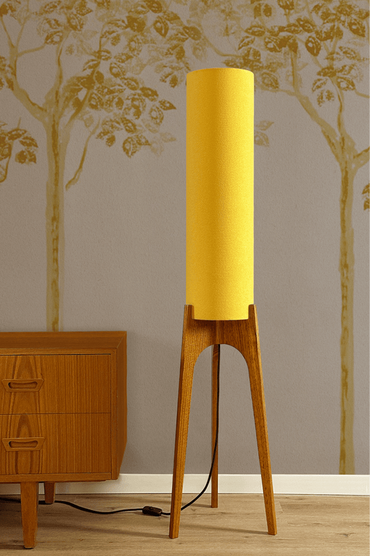 Lemon - Recycled Fabric | Archie Rocket Floor Lamp - Mid - Century Modern inspired handmade Floor Lamp by Retro Duo.