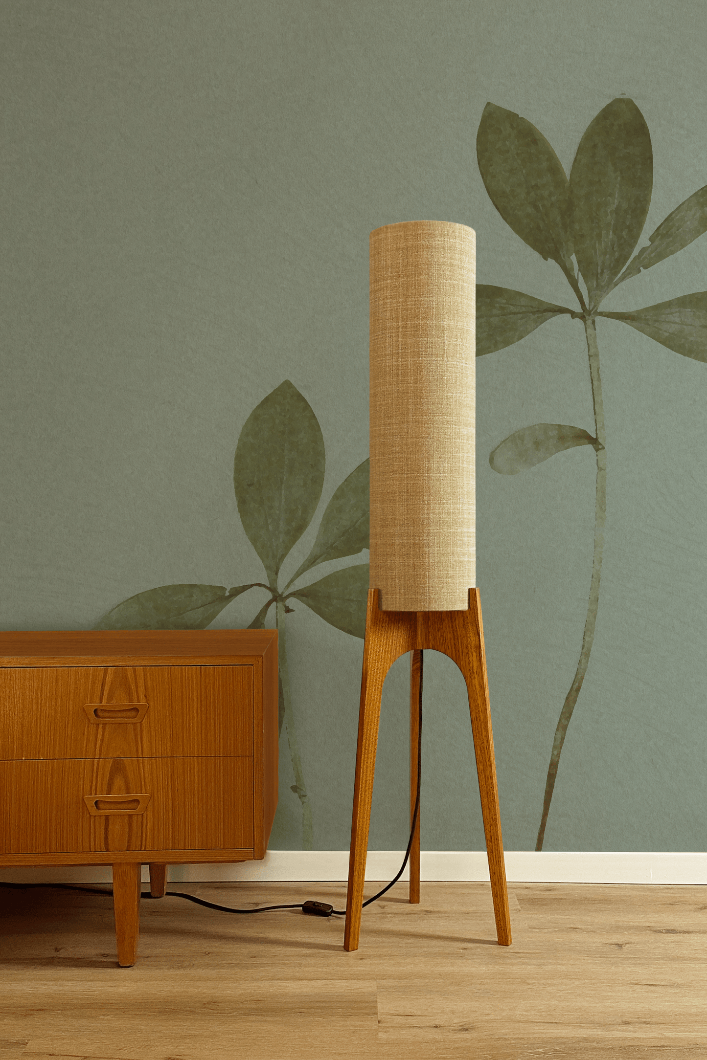 Linen - Recycled Fabric | Archie Rocket Floor Lamp - Mid - Century Modern inspired handmade Floor Lamp by Retro Duo.