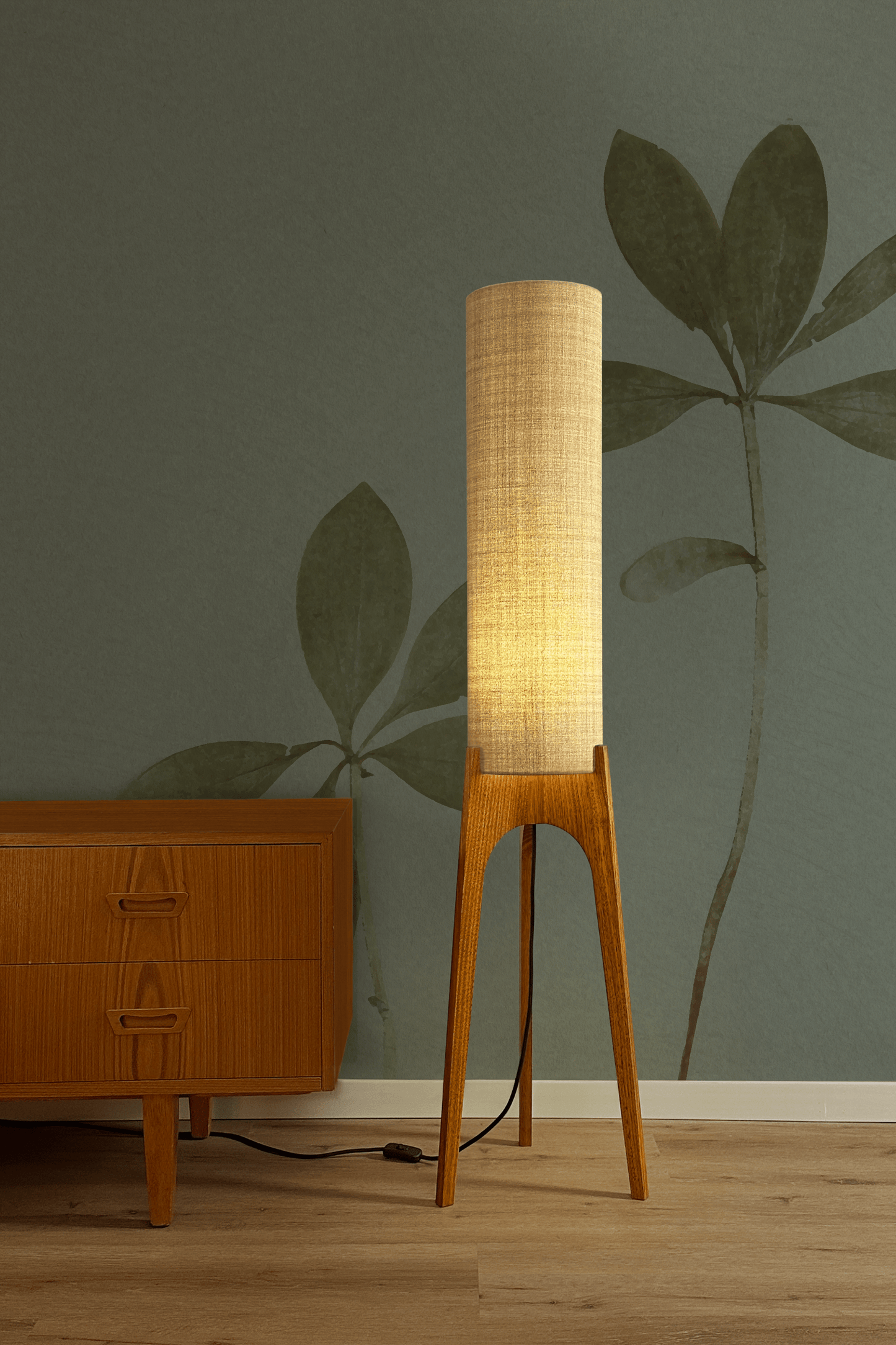 Linen - Recycled Fabric | Archie Rocket Floor Lamp - Mid - Century Modern inspired handmade Floor Lamp by Retro Duo.
