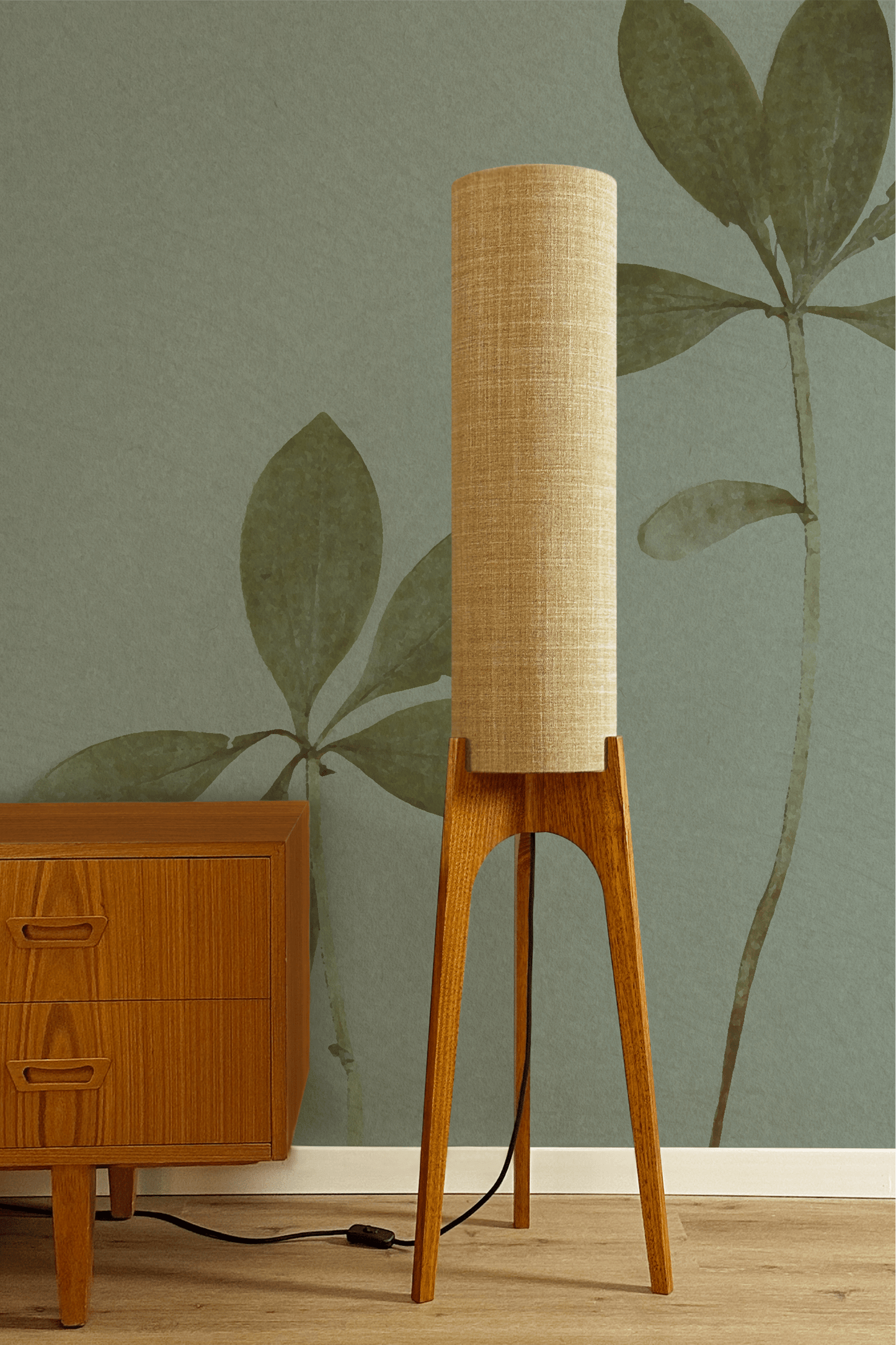 Linen - Recycled Fabric | Archie Rocket Floor Lamp - Mid - Century Modern inspired handmade Floor Lamp by Retro Duo.