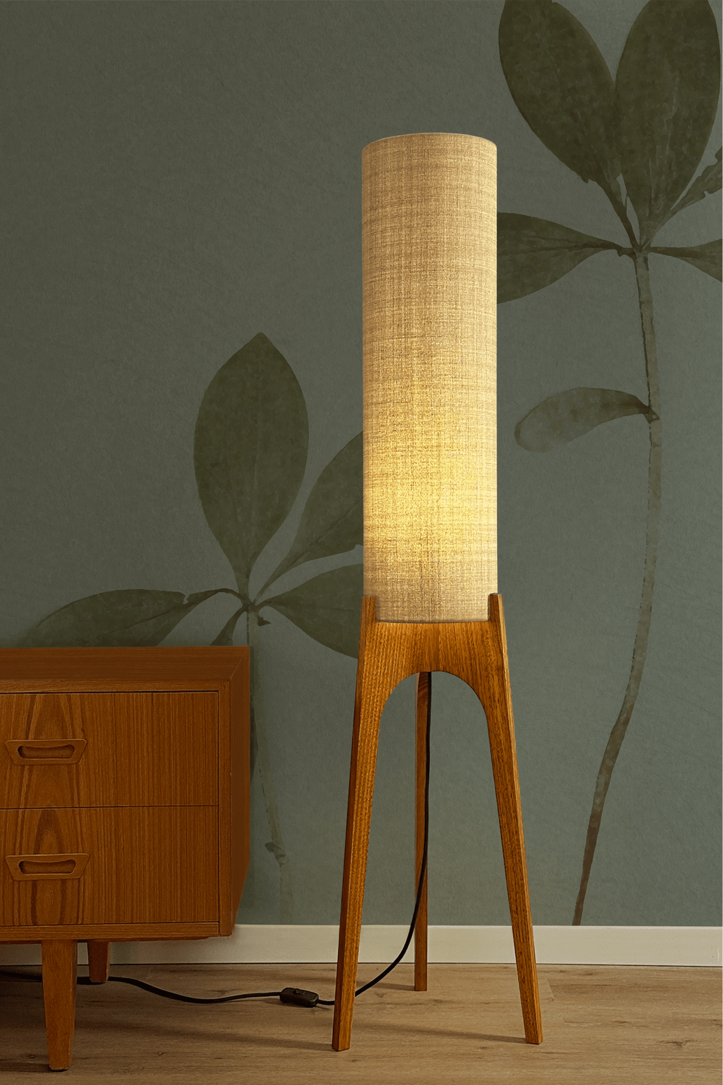 Linen - Recycled Fabric | Archie Rocket Floor Lamp - Mid - Century Modern inspired handmade Floor Lamp by Retro Duo.