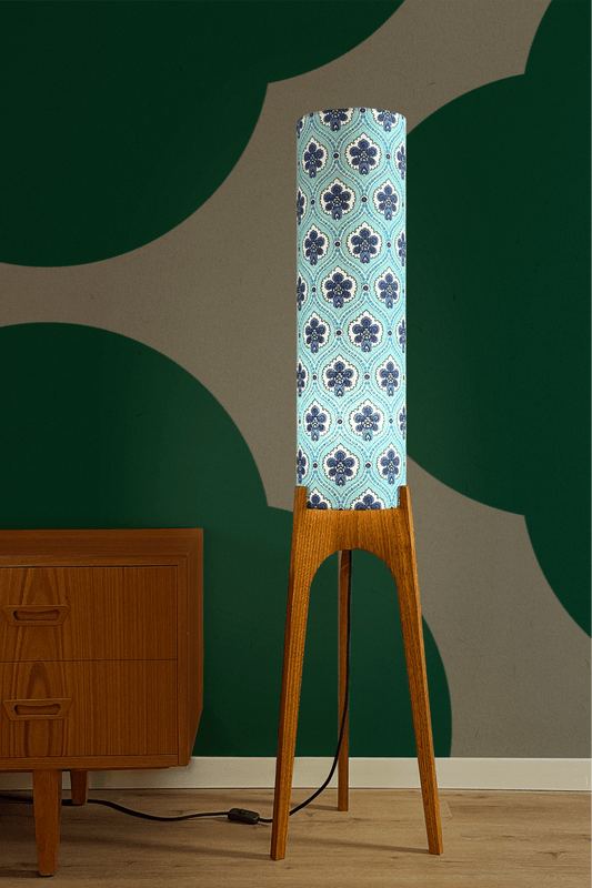 Maya - Vintage Fabric | Archie Rocket Floor Lamp - Mid - Century Modern inspired handmade Floor Lamp by Retro Duo.