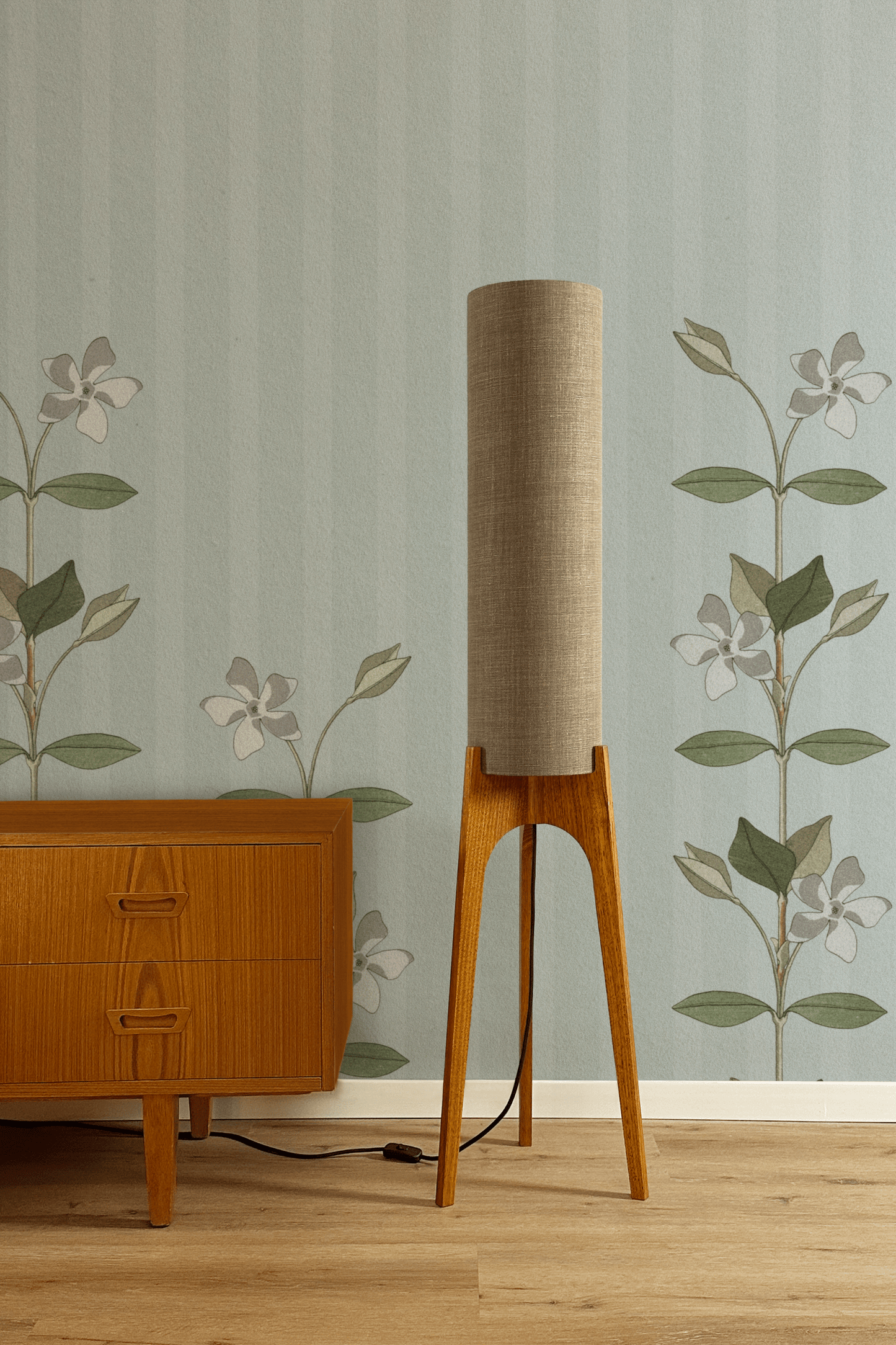 Mocha - Premium Linen | Archie Rocket Floor Lamp - Mid - Century Modern inspired handmade Floor Lamp by Retro Duo.