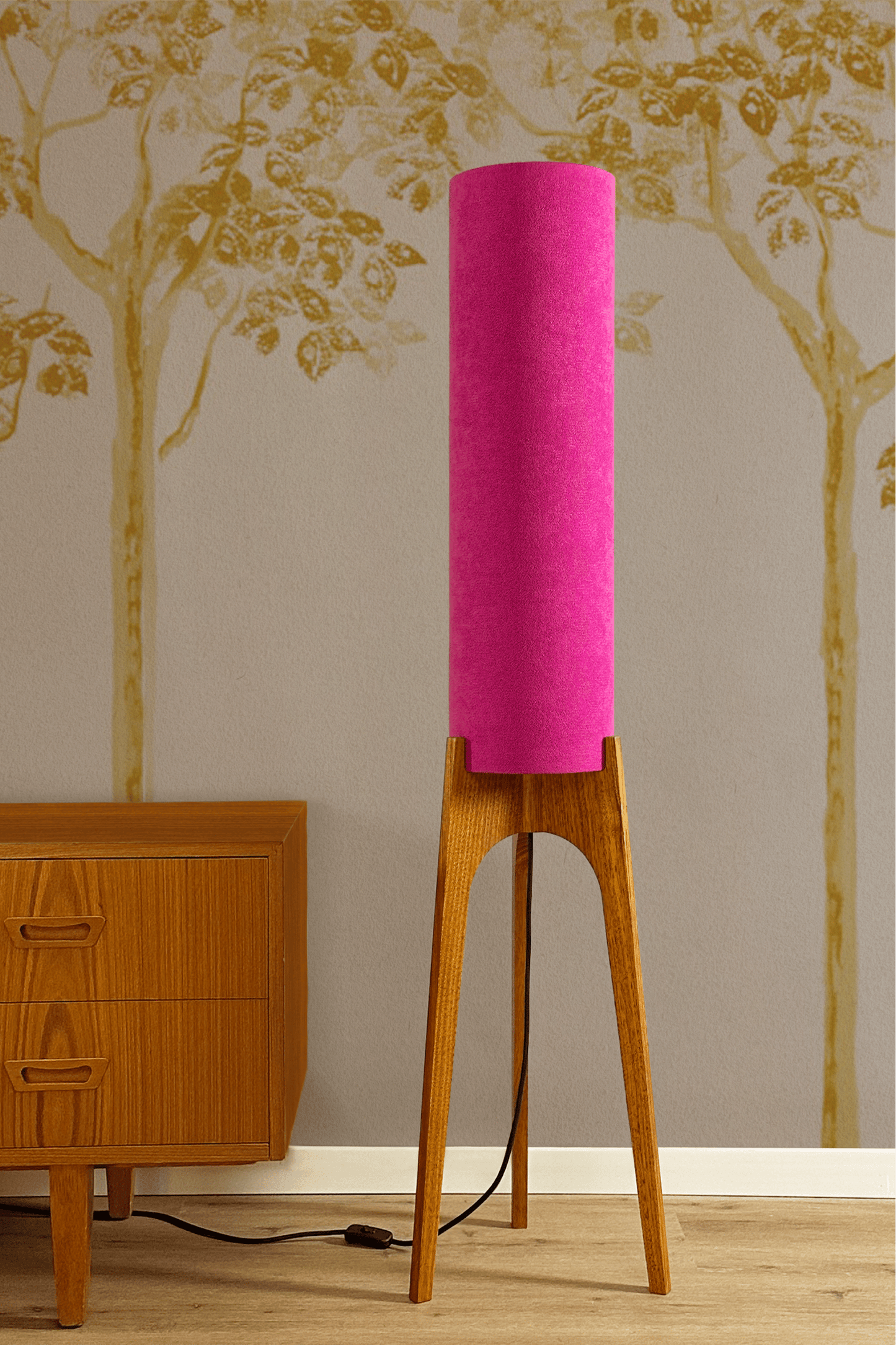Pink - Recycled Fabric | Archie Rocket Floor Lamp - Mid - Century Modern inspired handmade Floor Lamp by Retro Duo.