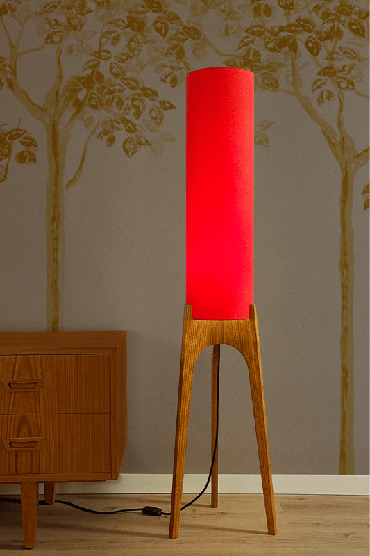 Red - Recycled Fabric | Archie Rocket Floor Lamp - Mid - Century Modern inspired handmade Floor Lamp by Retro Duo.