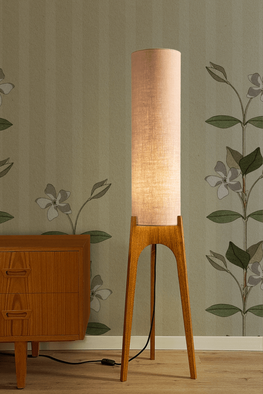 Rosewater - Premium Linen | Archie Rocket Floor Lamp - Mid - Century Modern inspired handmade Floor Lamp by Retro Duo.