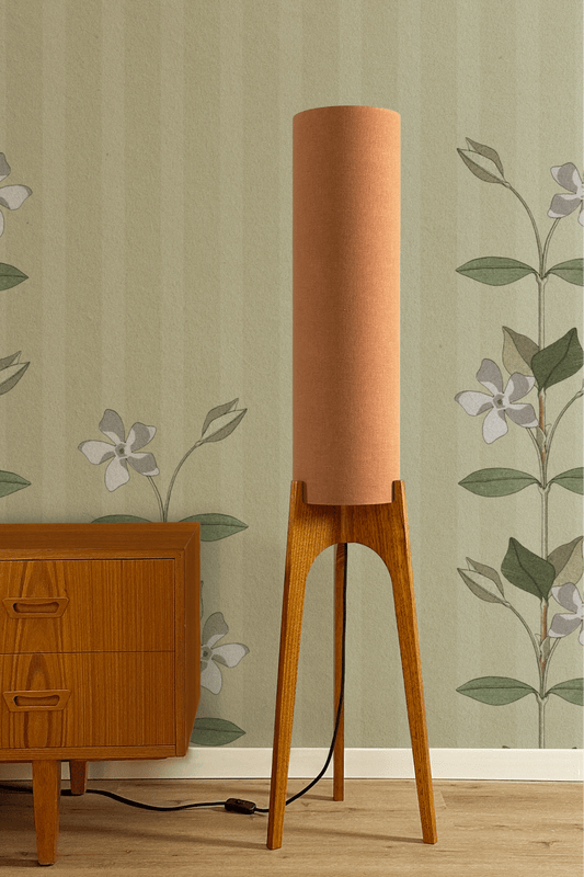 Terracotta - Premium Linen | Archie Rocket Floor Lamp - Mid - Century Modern inspired handmade Floor Lamp by Retro Duo.