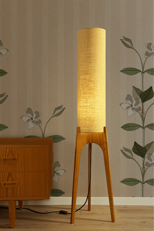 Wheat - Premium Linen | Archie Rocket Floor Lamp - Mid - Century Modern inspired handmade Floor Lamp by Retro Duo.