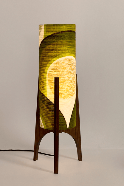 Asher - Archie Rocket Table lamp with a handmade lampshade from vintage geometric patterned and wooden base