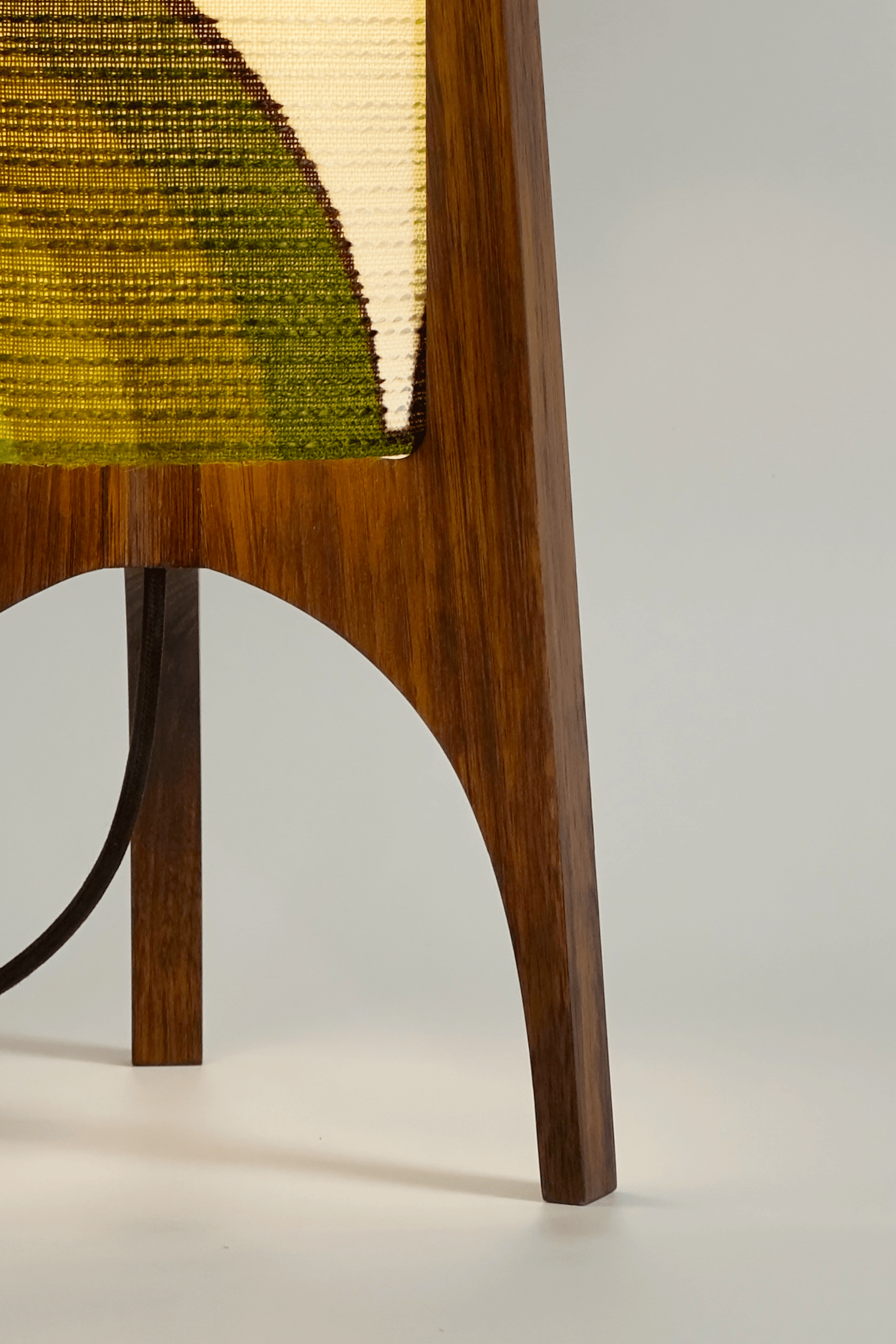 Asher - Archie Rocket Table lamp with a handmade lampshade from vintage geometric patterned and wooden base