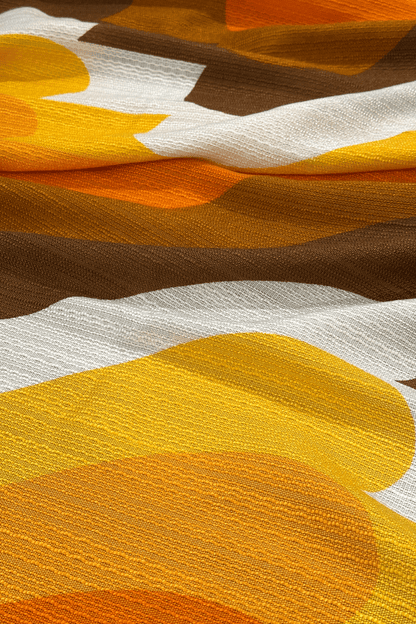 Bobby - authentic 70s vintage fabric with warm orange, golden yellow, chocolate brown and crisp cream
