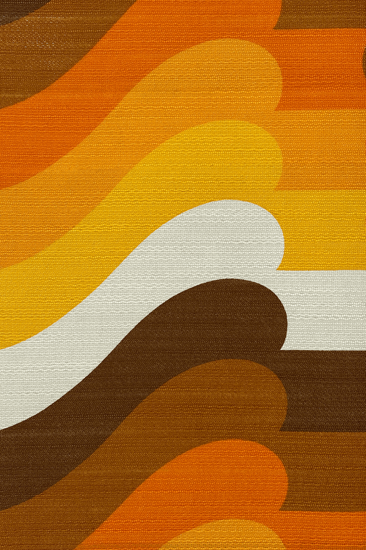Bobby - authentic 70s vintage fabric with warm orange, golden yellow, chocolate brown and crisp cream