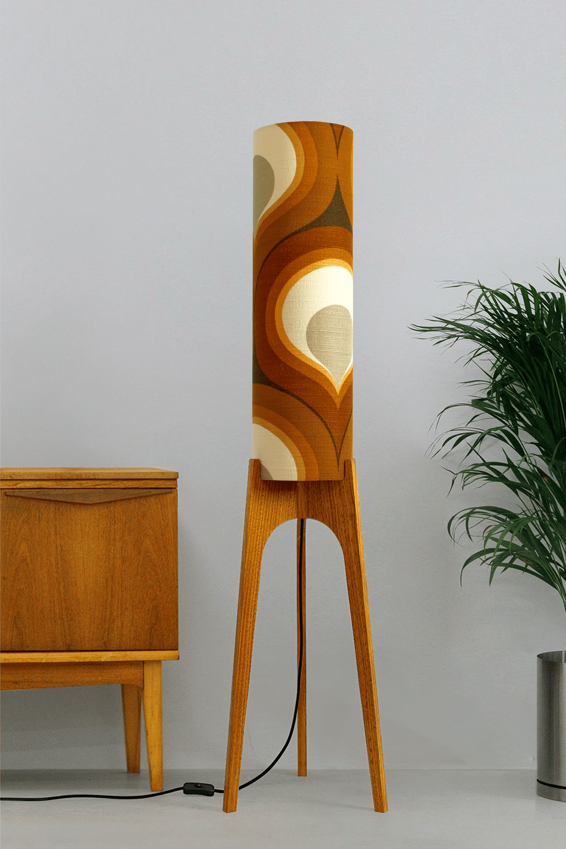 Charlie - Vintage Fabric | Archie Rocket Floor Lamp - Mid - Century Modern inspired handmade Floor Lamp by Retro Duo.