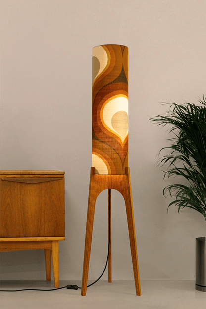 Charlie - Vintage Fabric | Archie Rocket Floor Lamp - Mid - Century Modern inspired handmade Floor Lamp by Retro Duo.