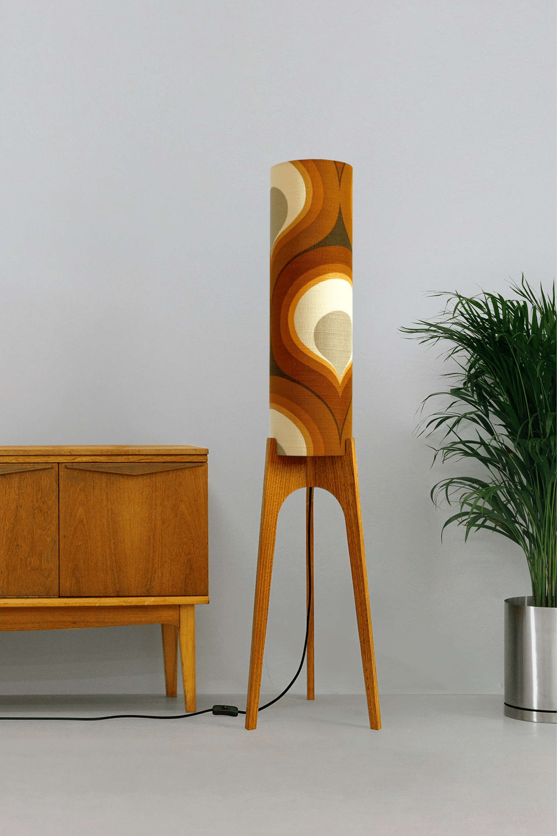 Charlie - Vintage Fabric | Archie Rocket Floor Lamp - Mid - Century Modern inspired handmade Floor Lamp by Retro Duo.