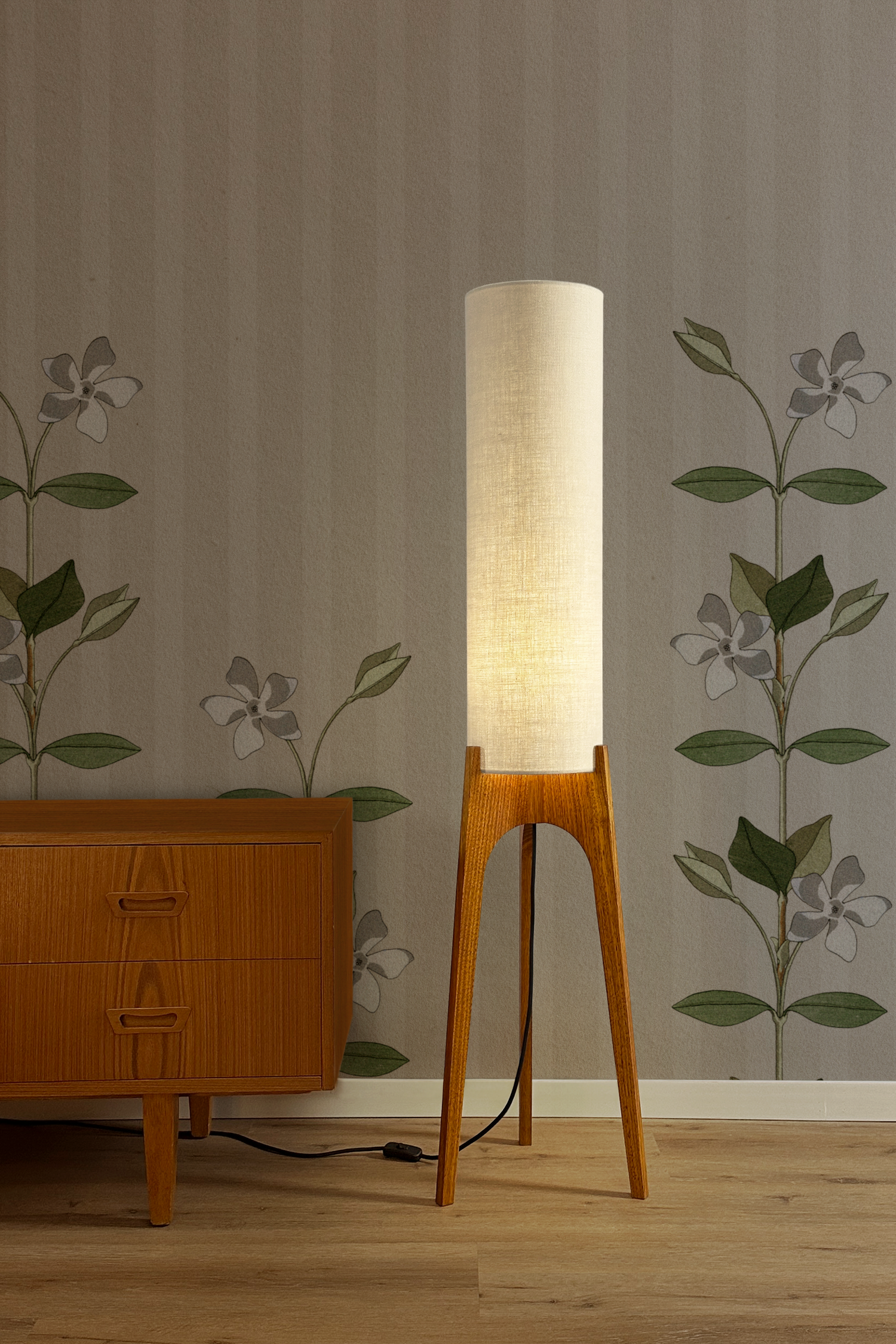 Cotton Archie Rocket Lamp with lights on