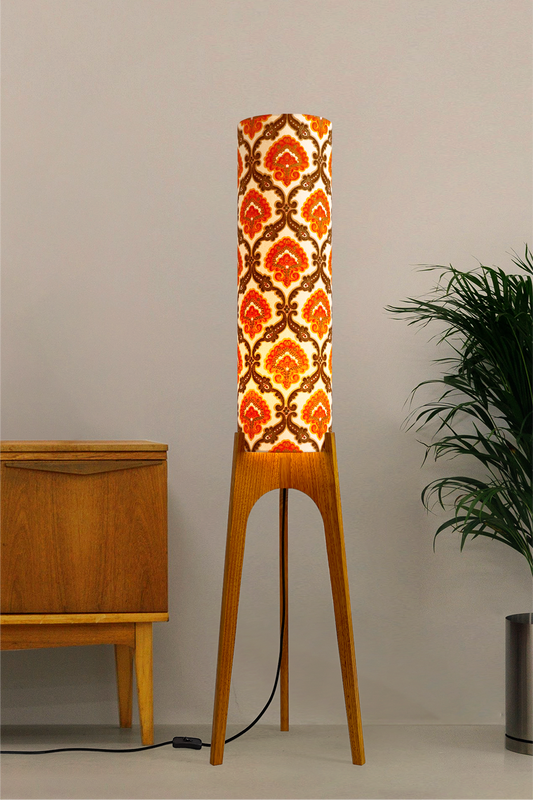 Dori - Vintage Fabric | Archie Rocket Floor Lamp - Mid - Century Modern inspired handmade Floor Lamp by Retro Duo.