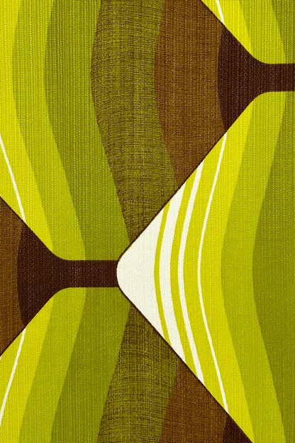 Ellis - Authentic 70's vintage fabric in vibrant lime, olive green and earthy brown.