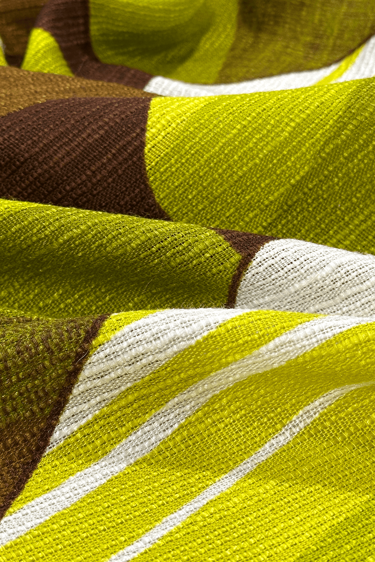 Ellis - Authentic 70's vintage fabric in vibrant lime, olive green and earthy brown.