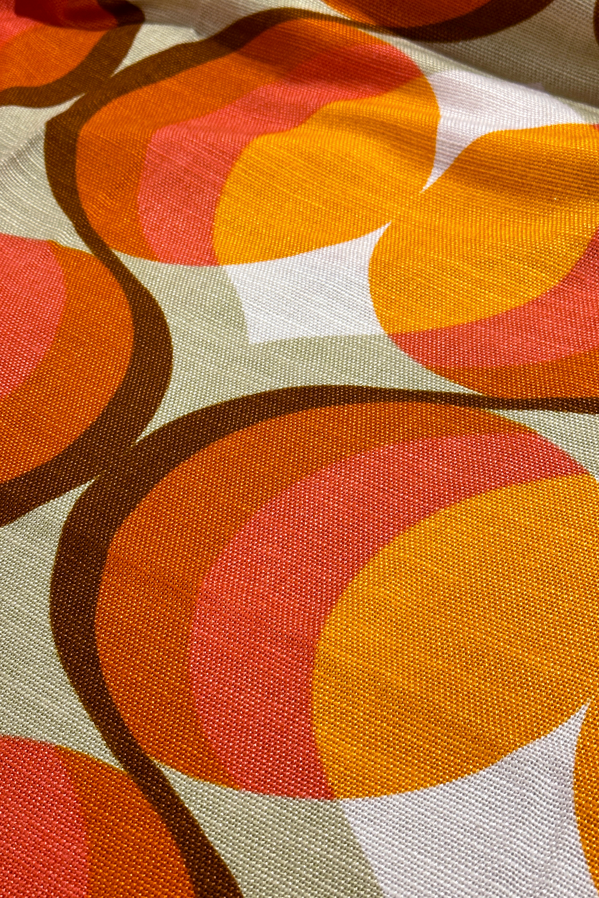 Gigi - 70's Geometric circle patterns in sun-kissed orange, warm pink and chocolate brown