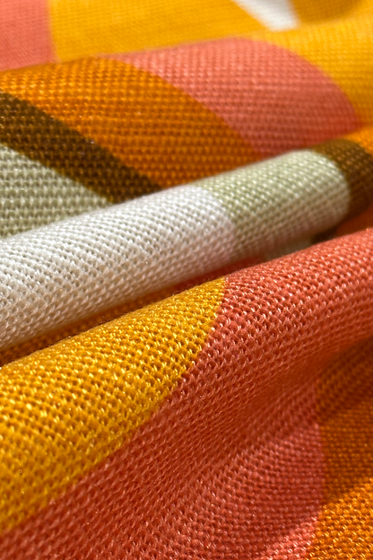 Gigi - 70's Geometric circle patterns in sun-kissed orange, warm pink and chocolate brown