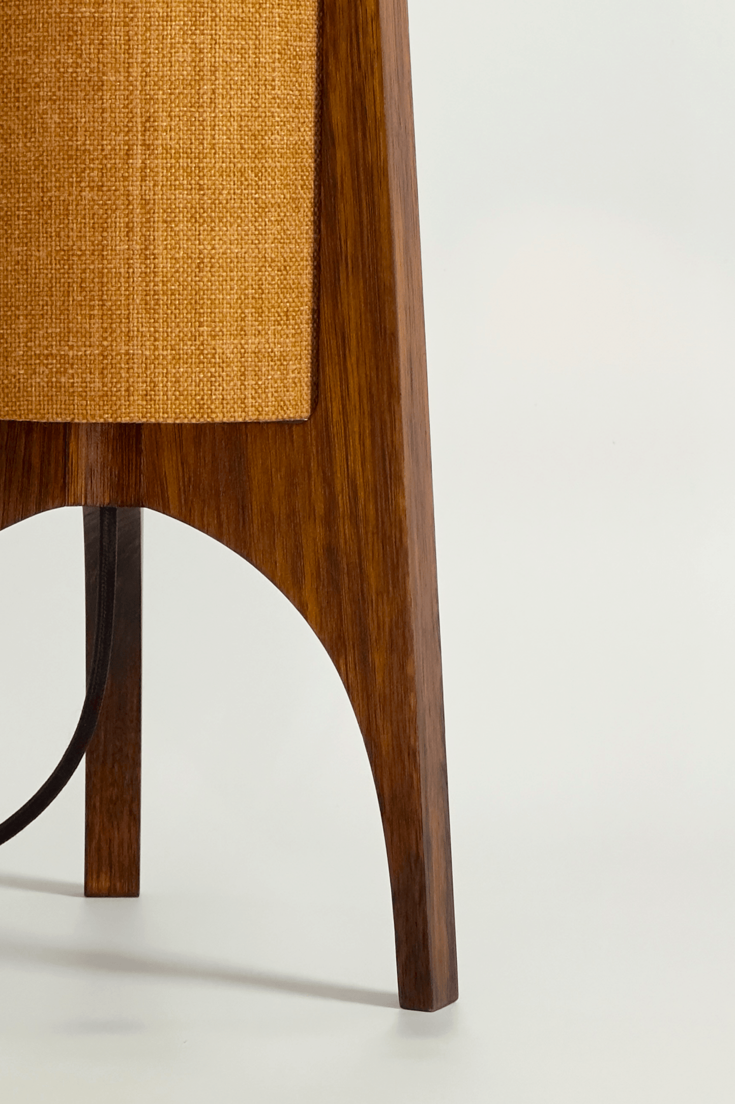 Archie Rocket Table lamp with handmade wooden base and recycled fabric shade in Warm Autumn Weave Colour Shade