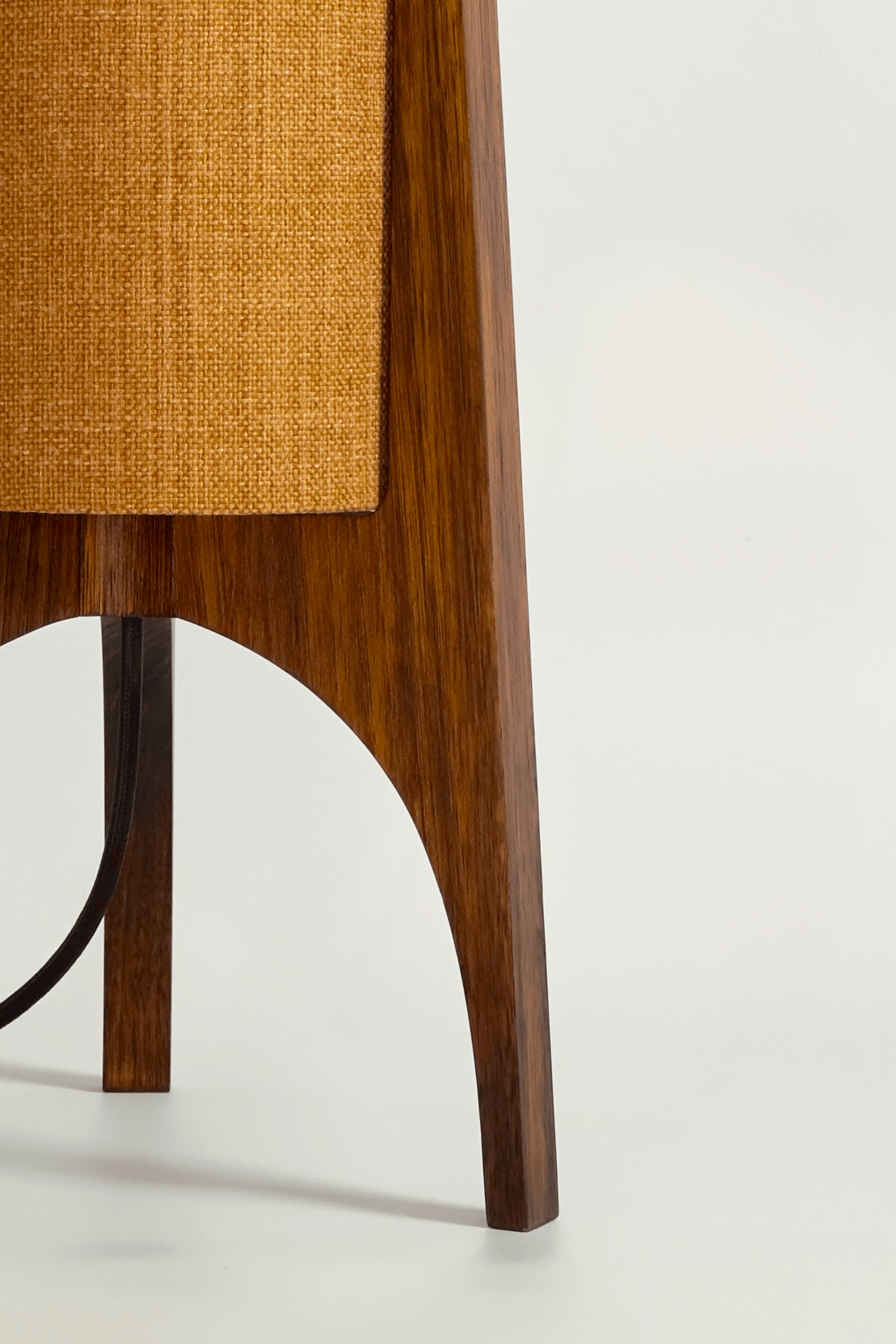 Archie Rocket Table lamp with handmade wooden base and recycled fabric shade in Warm Autumn Weave Colour Shade