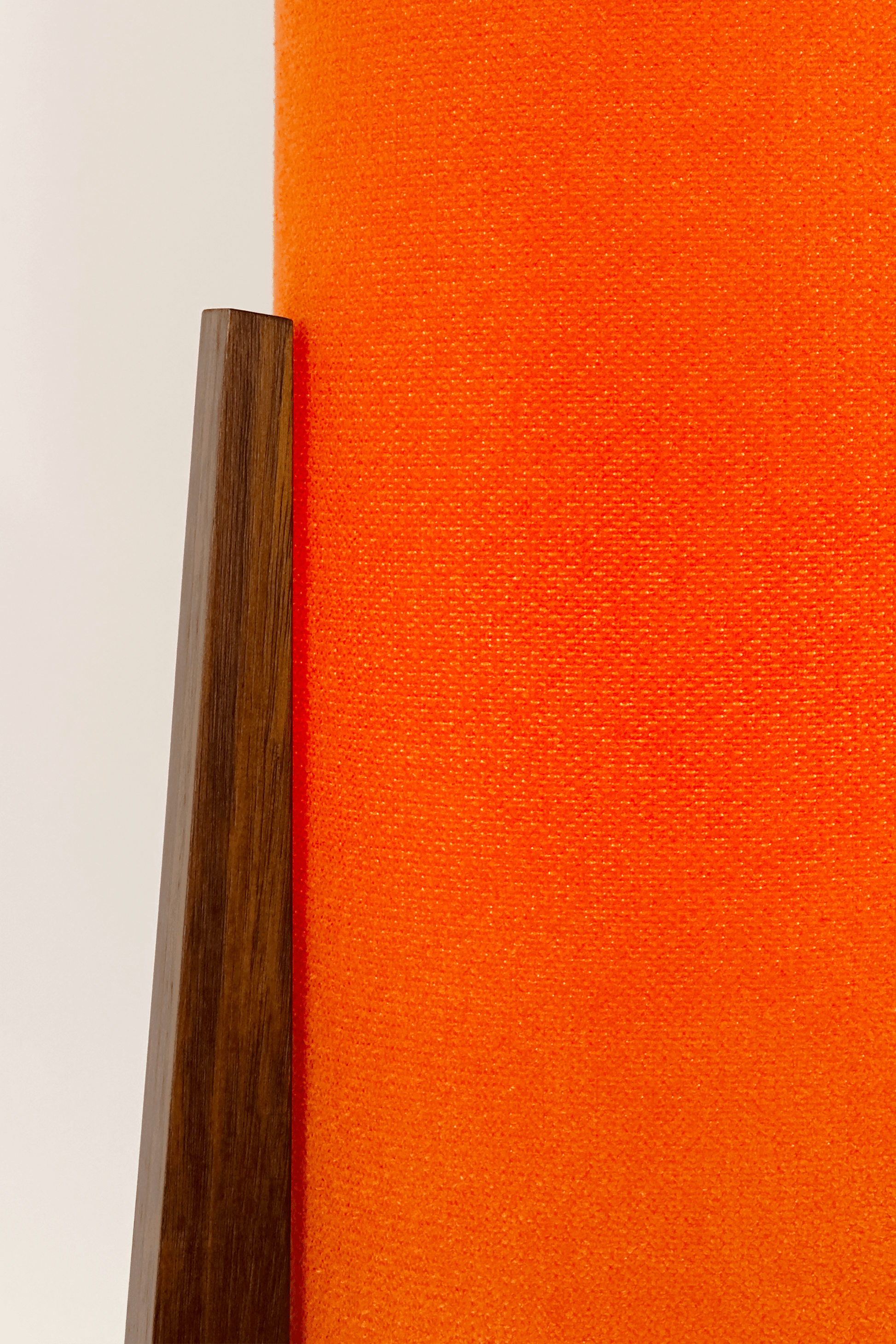 Orange Archie Rocket Table lamp with a handmade wooden base and recycled fabric shade.