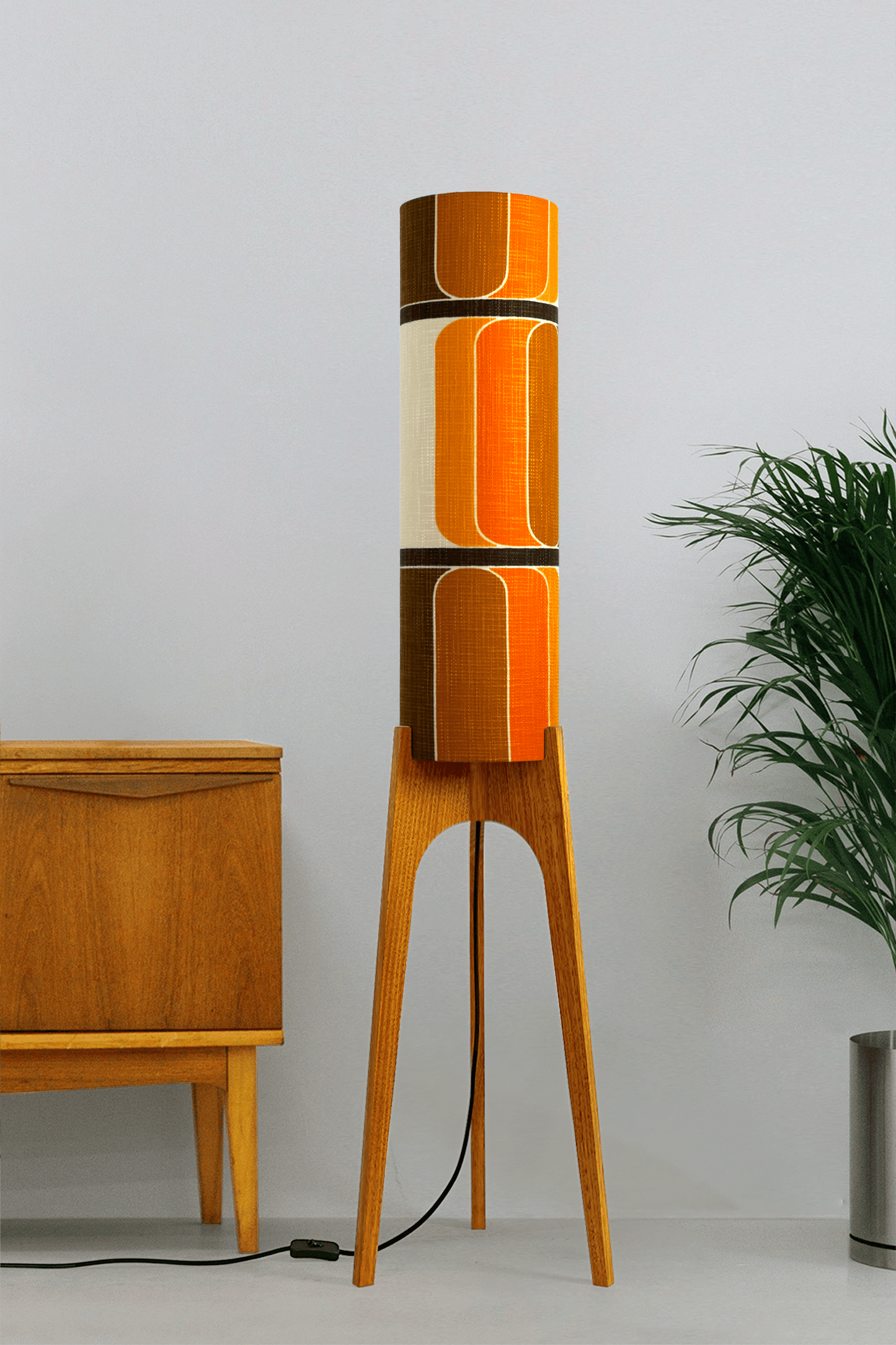 Roma - Vintage Fabric | Archie Rocket Floor Lamp - Mid - Century Modern inspired handmade Floor Lamp by Retro Duo.