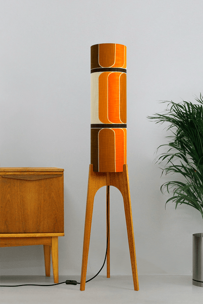 Roma - Vintage Fabric | Archie Rocket Floor Lamp - Mid - Century Modern inspired handmade Floor Lamp by Retro Duo.