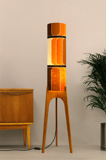 Roma - Vintage Fabric | Archie Rocket Floor Lamp - Mid - Century Modern inspired handmade Floor Lamp by Retro Duo.