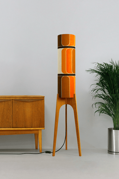 Roma - Vintage Fabric | Archie Rocket Floor Lamp - Mid - Century Modern inspired handmade Floor Lamp by Retro Duo.