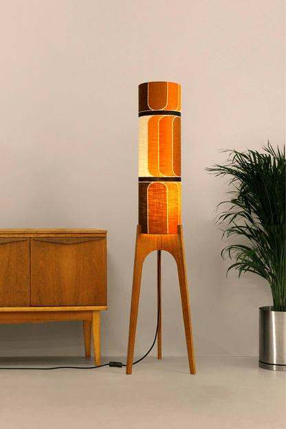 Roma - Vintage Fabric | Archie Rocket Floor Lamp - Mid - Century Modern inspired handmade Floor Lamp by Retro Duo.