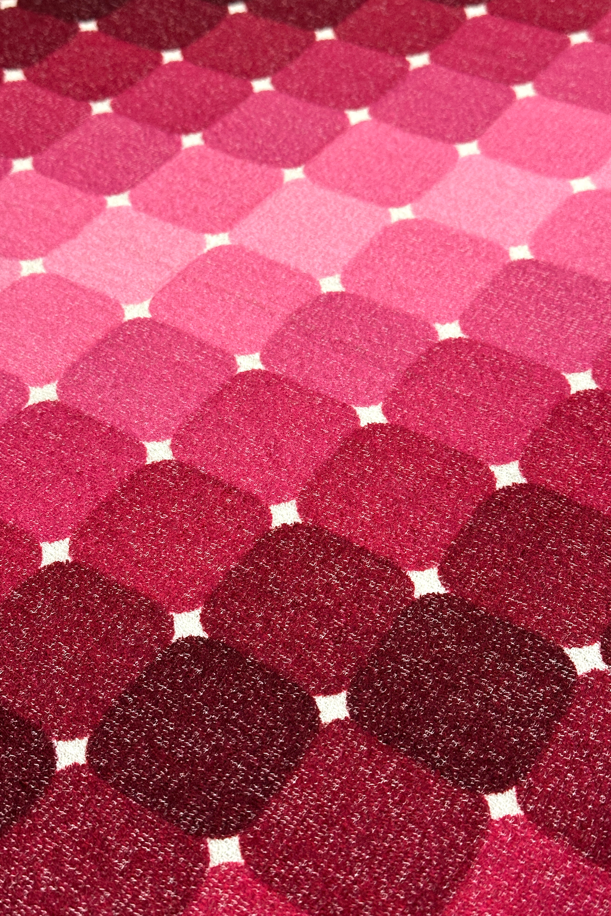Roxy - Authentic 70's vintage fabric in in graduating shades of blush pink, raspberry, berry and deep burgundy.